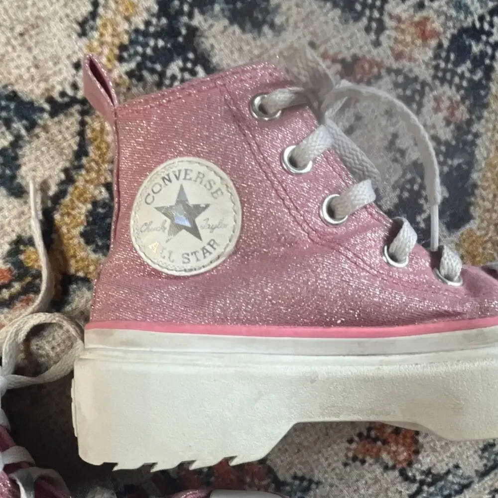 Converse Chuck Taylor All Star Pink Glitter High Top Sneakers Unisex Kids US 1